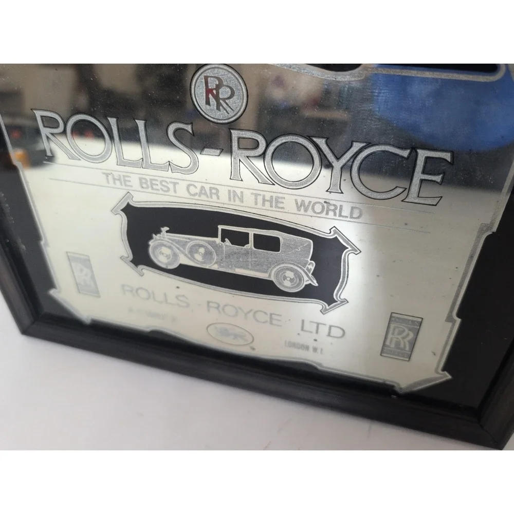Vintage Rolls Royce Mirror Sign Framed Wall Plaque London W1 Car Picture 13